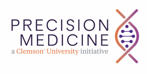 A close-up of a precision medicine logo.
